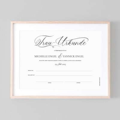 Hochzeitsurkunde Kallipgraphie personalisierbar
