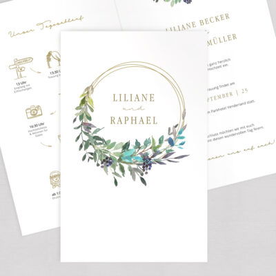 Einladung Hochzeit Bohemian Kranz